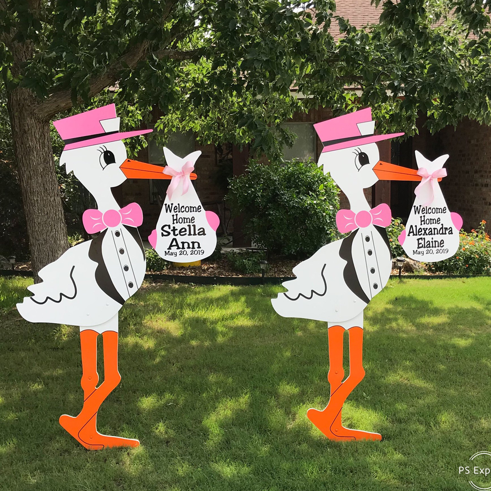 Twin Stork Sign Rental -Turlock Storks and More: Stork Rental in Turlock, California